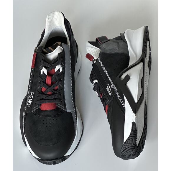 NIB $930 Fendi Flow Men's Leather/Fabric Sneakers Black 11 US (44 Eu) 7E1392 IT